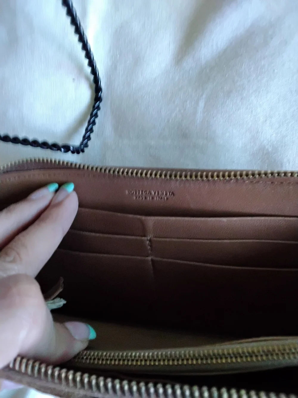 Authentic Bottega Veneta Woven Zip-Around Wallet in Taupe